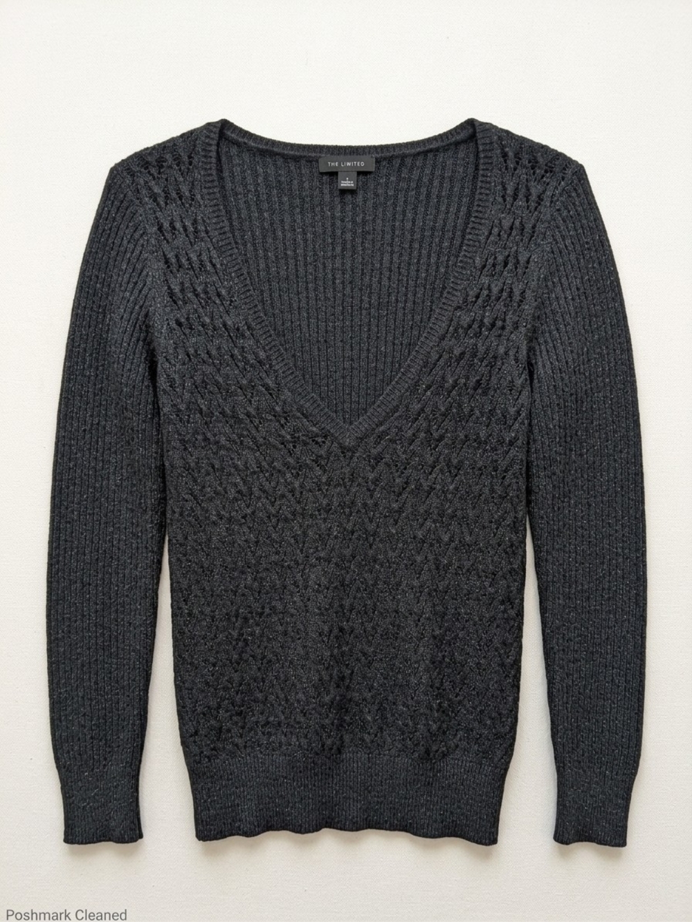 The Limited Charcoal V-Neck Knit Sweater